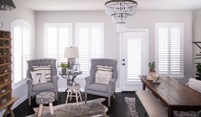 Plantation shutters in a Hartford living room